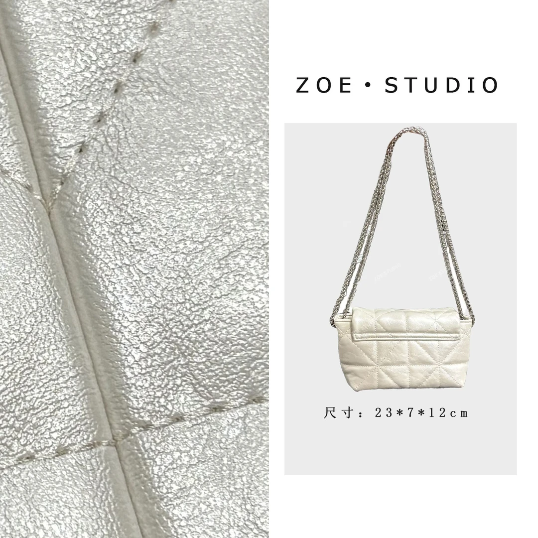 【佐伊甄选】QYX-81504-珍珠白轻奢女士时尚百搭小众真皮单肩挎包