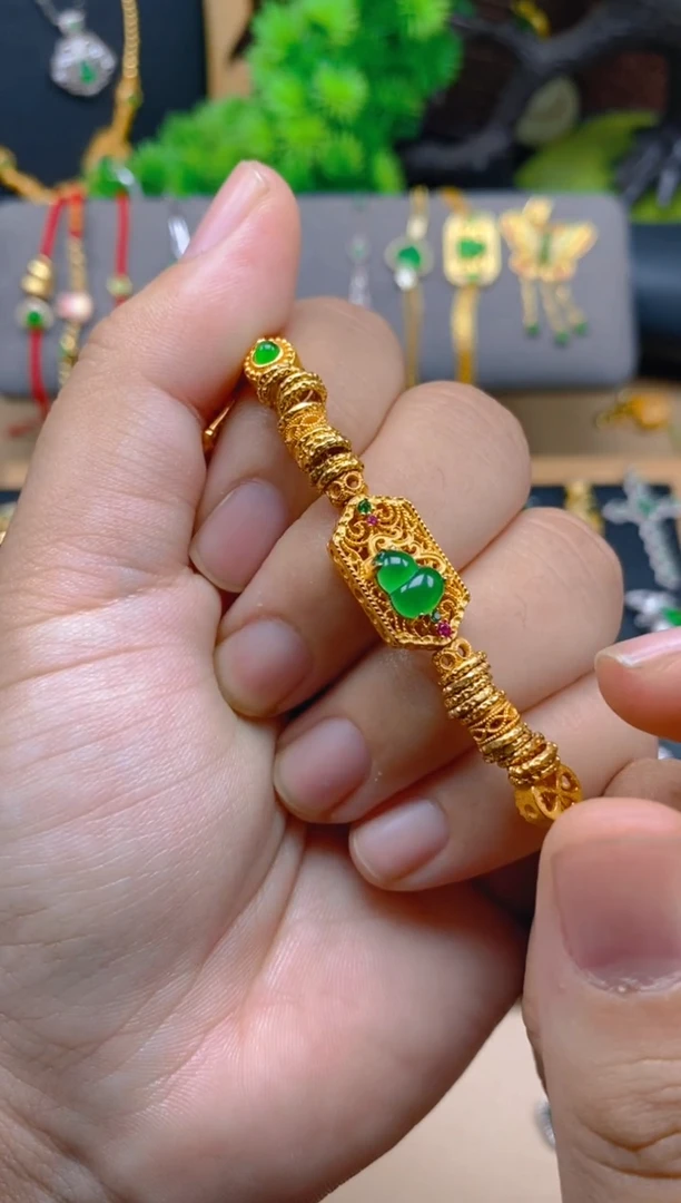 银S925镶嵌手链翡翠盘缠手链