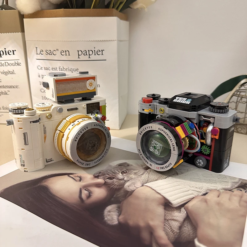 益智复古相机拼装积木2024中国玩具潮流模型摆件男女孩生日礼物