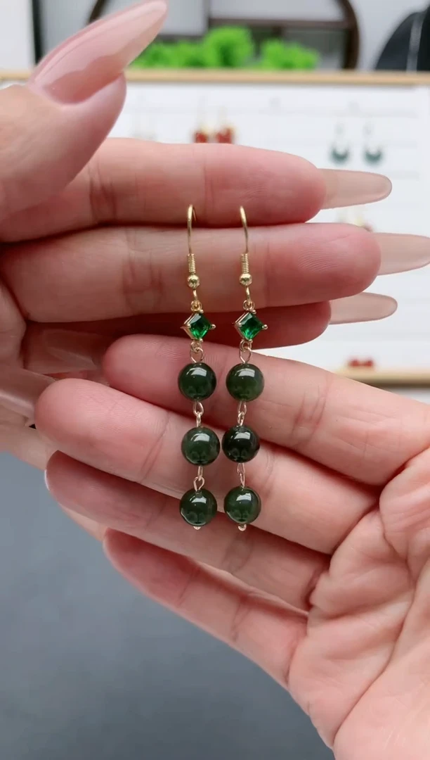 【闪购商品】和田玉耳饰银S925镀金镶嵌26