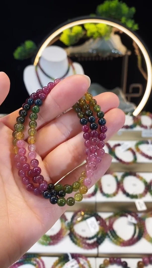 【闪购商品】碧玺手串未镶嵌G2297三圈颜色微差