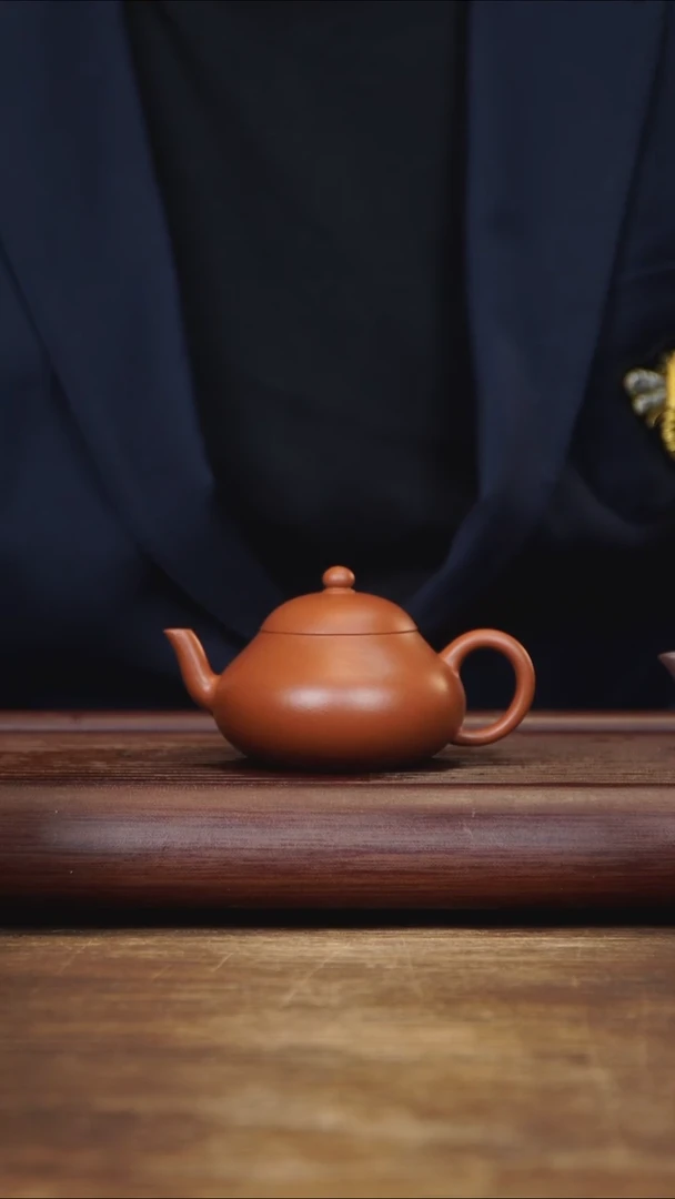 茶壶紫砂120ml 矮梨 朱泥