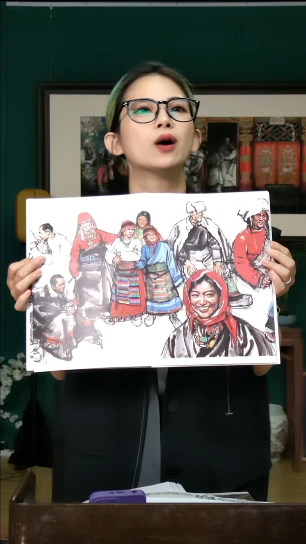 版画《拉萨街头》色稿