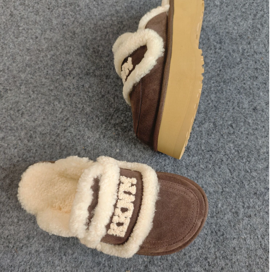 KKNUMAO-防滑休闲车缝线中跟(3-5cm)秋冬毛毛鞋女包头毛雪地靴