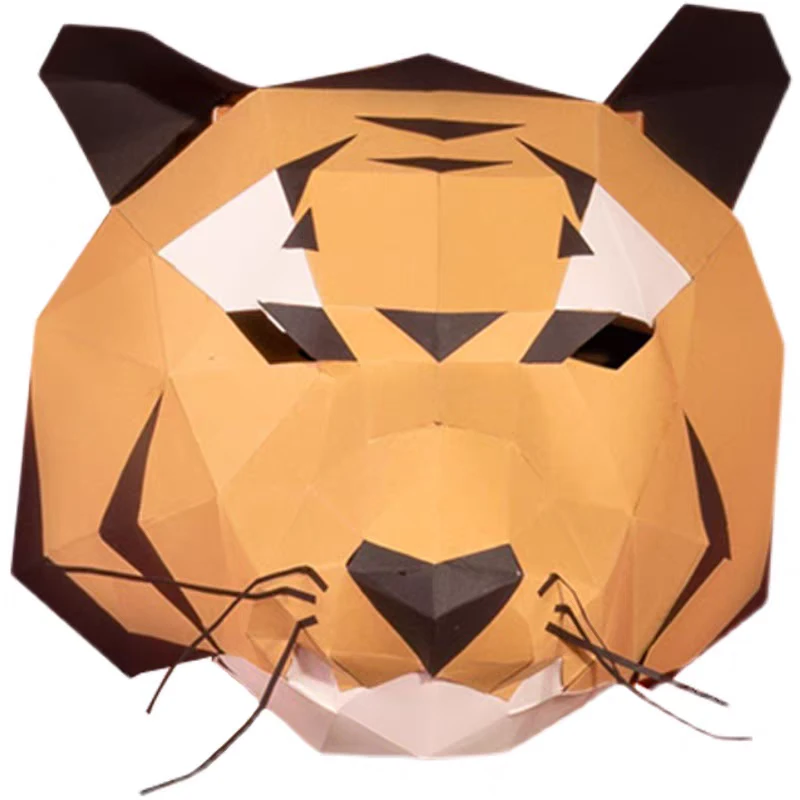 自然造物老虎头套创意可爱面具DIY亲子手工玩具文创情人节礼物