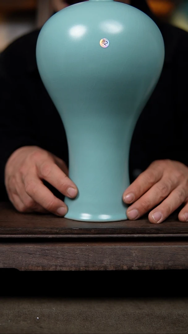 【闪购商品】杯仿古天青纯手工梅瓶大瑕