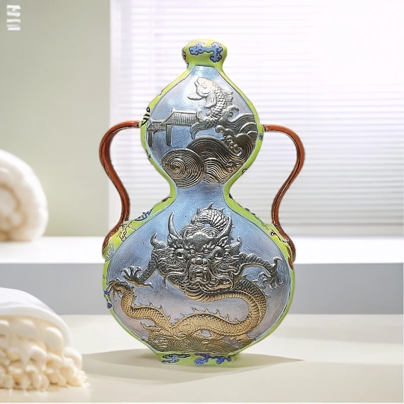 景德镇现代当代陶瓷鱼化龙摆件A011