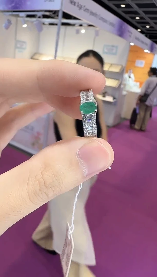 银S925镶嵌戒指祖母绿5*7mm