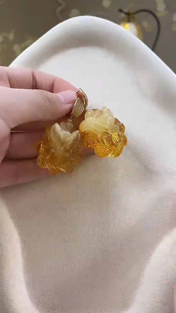 琥珀未镶嵌耳饰耳环耳环