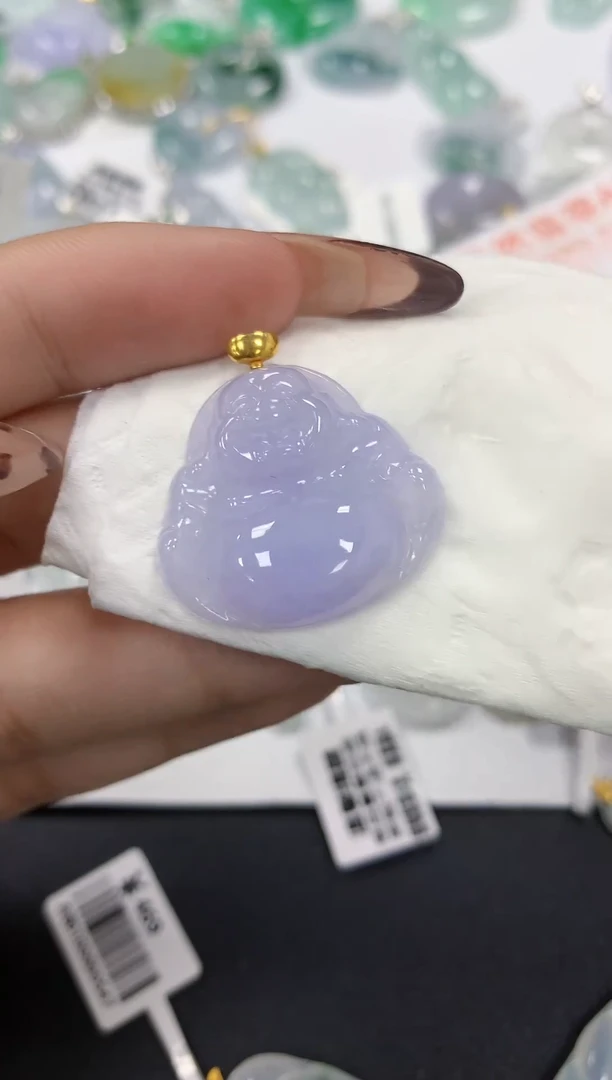 颈饰18K金镶嵌翡翠a货假一赔三支持复检百元上9元证书费自理