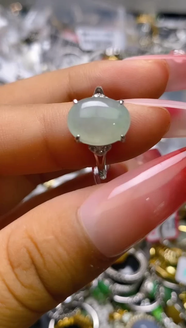 银S925镶嵌戒指翡翠百内无证书