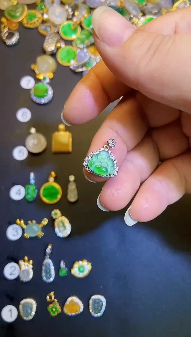 吊坠(不含链)银S925镶嵌翡翠1