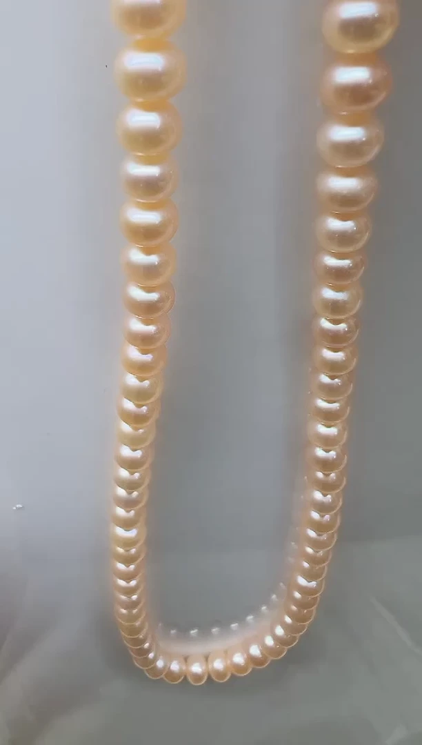 项链未镶嵌淡水珍珠粉色算盘珠7mm