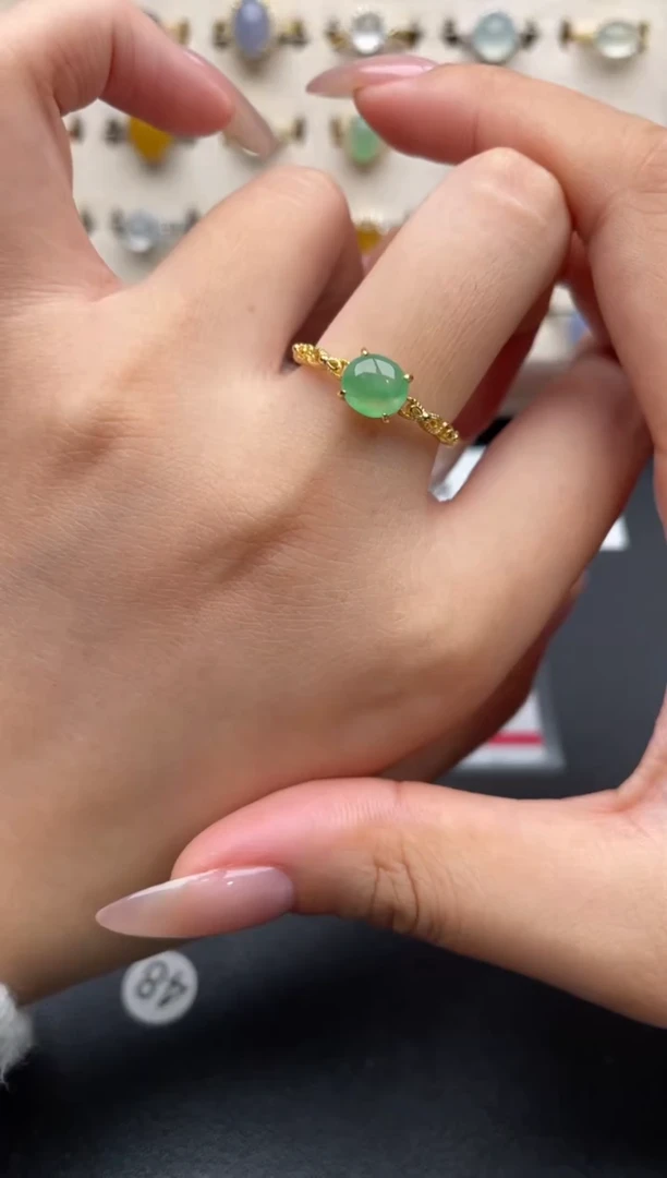 银S925镶嵌戒指翡翠一物一证一礼盒