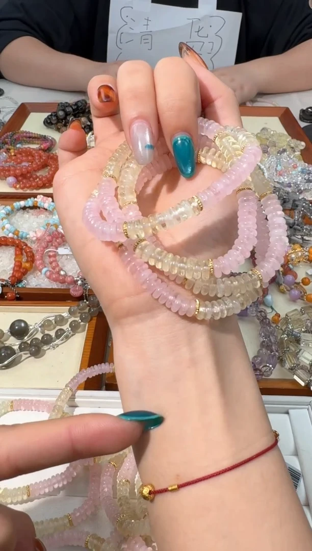 【闪购商品】水晶手串未镶嵌A010黄水粉水盘珠款