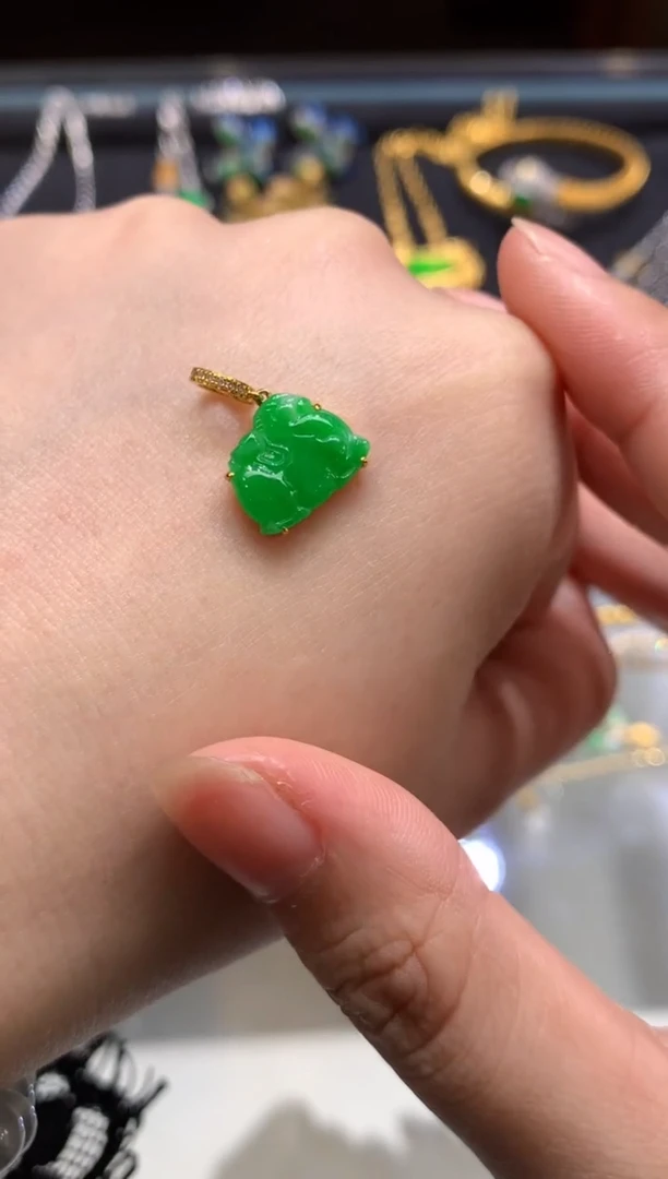 翡翠18K金镶嵌吊坠(不含链)A151|3980