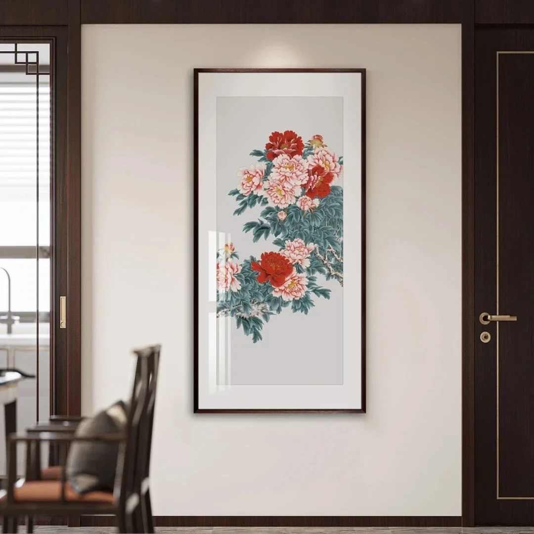 【上新】描金款新中式牡丹刺绣装饰画客厅书房饭厅玄关