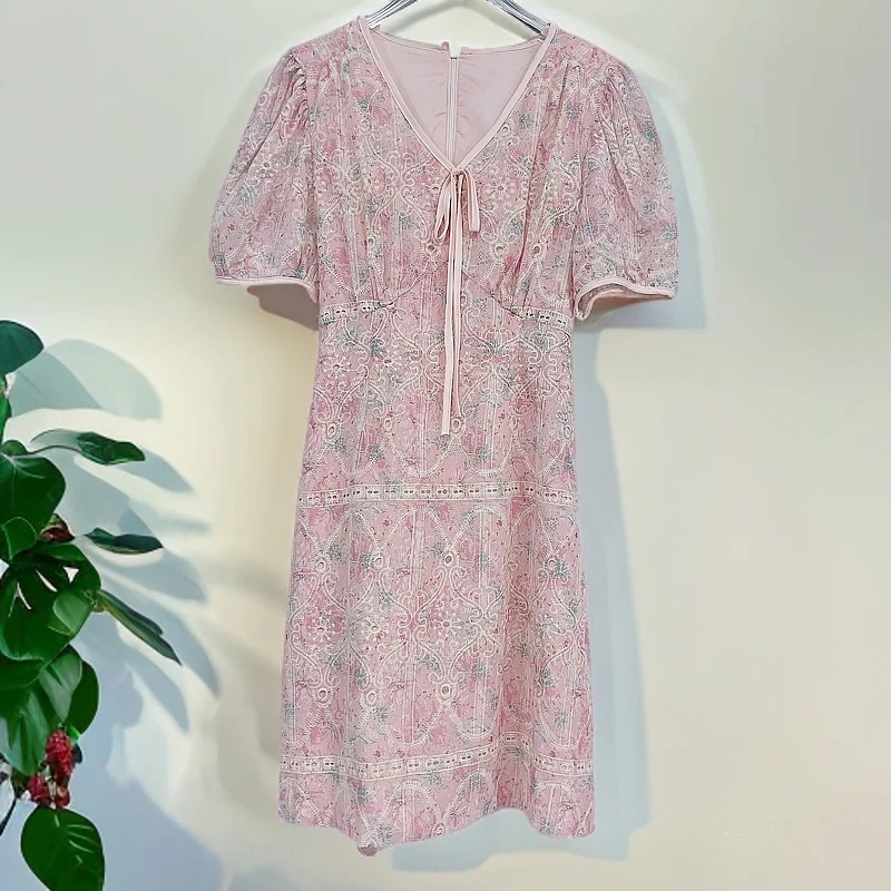 【小依专享】L1F36187A简约雅致修身长款碎花夏季气质连衣裙-6187