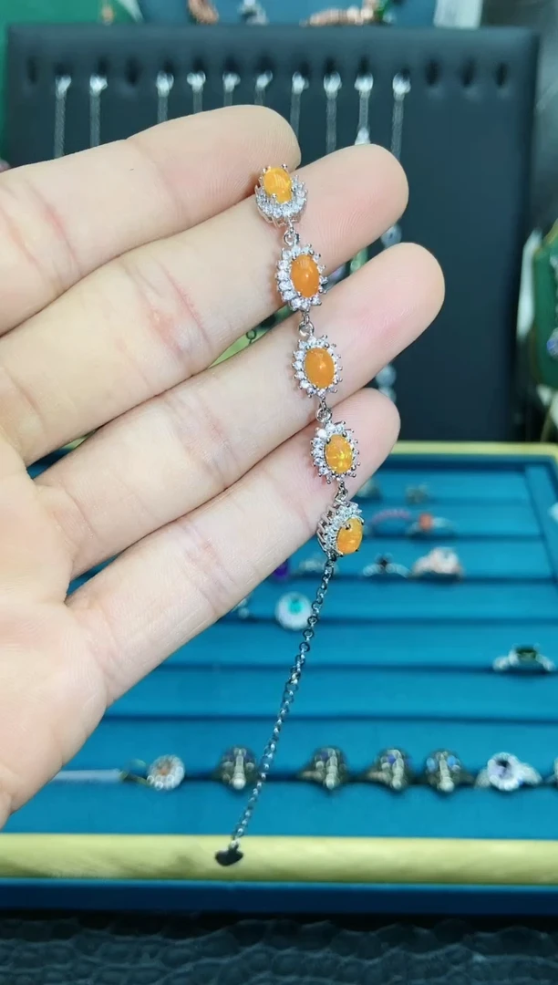 【闪购商品】欧泊手链银S925镀金镶嵌1121