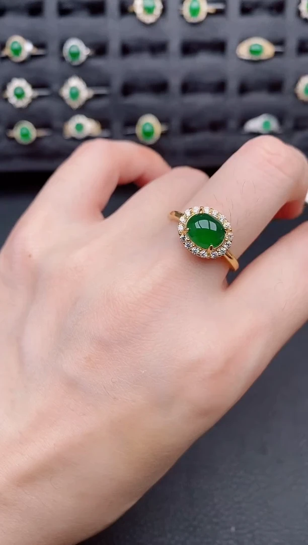 银S925镶嵌戒指翡翠天然a货翡翠131