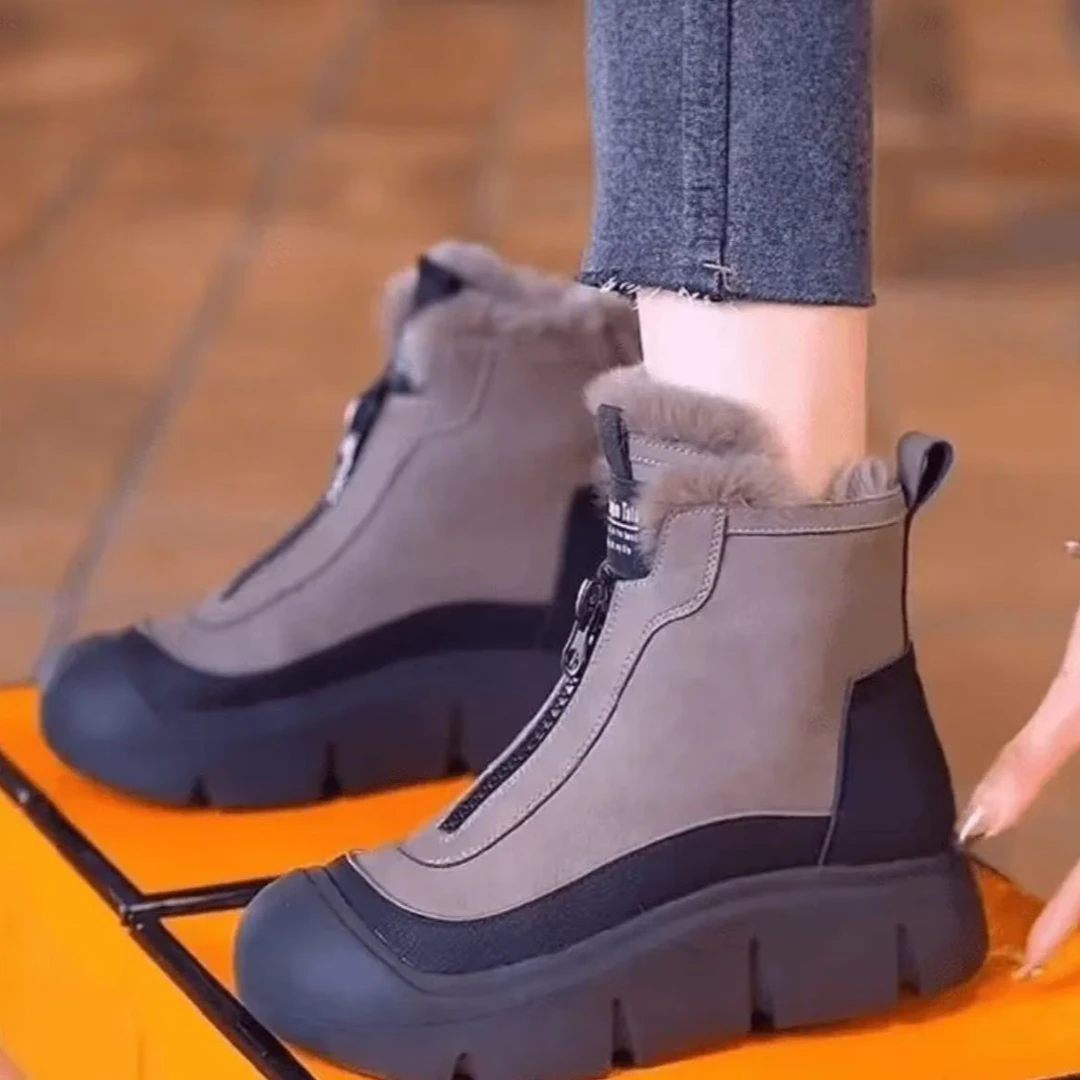 2025雪地靴冬季休闲风纯色棉鞋秋冬妈妈鞋