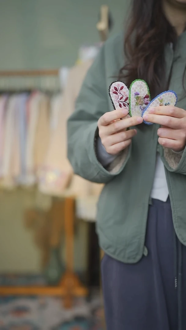 刺绣苏绣小号弹簧夹 不挑颜色