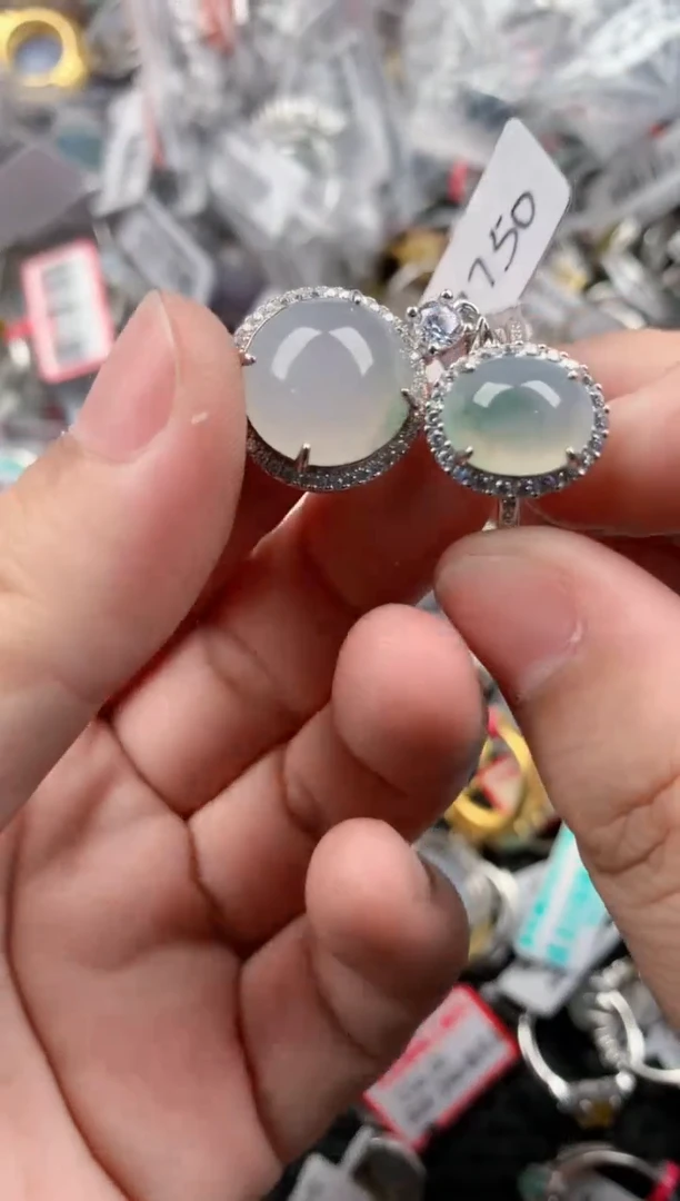 银S925镶嵌戒指翡翠444----5