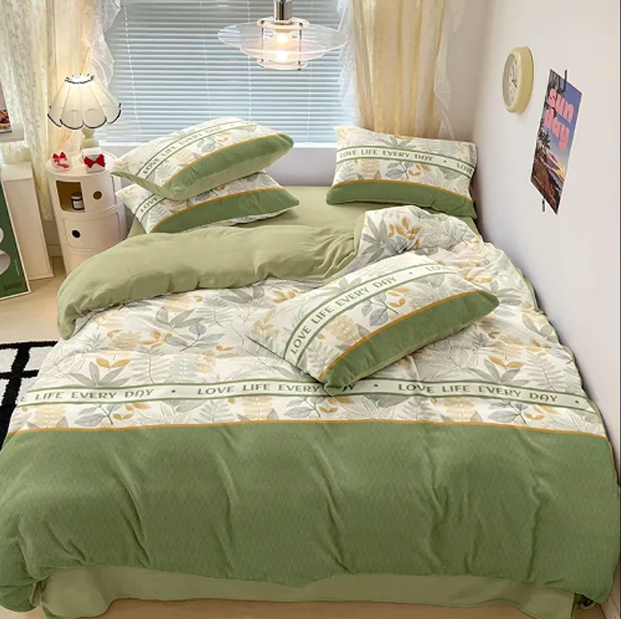 2025新款轻奢印花柠绿印花秋冬被1