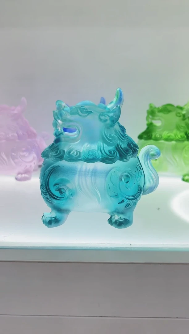 手工艺品琉璃古法琉璃中号狻猊香炉