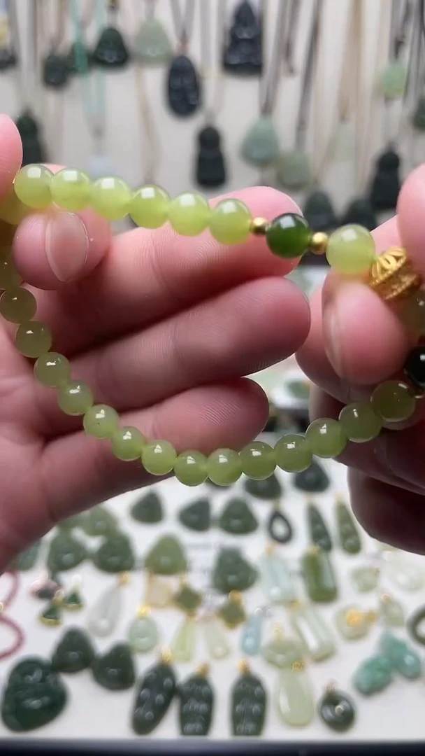 银S925镶嵌手串和田玉银S925镶嵌 手串 和田玉