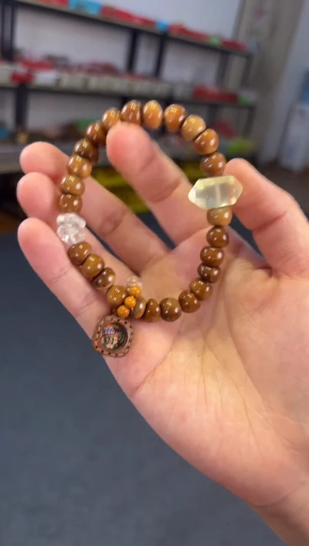 银S925镶嵌手链水晶 8mm库克小金豆白水【唐卡扎基】