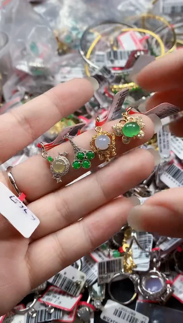 银S925镶嵌戒指翡翠天然A货缅甸翡翠