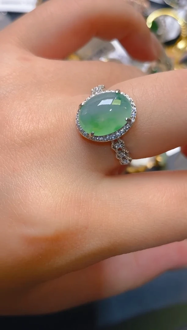 【闪购商品】翡翠耳饰银S925镶嵌天然A货翡翠1