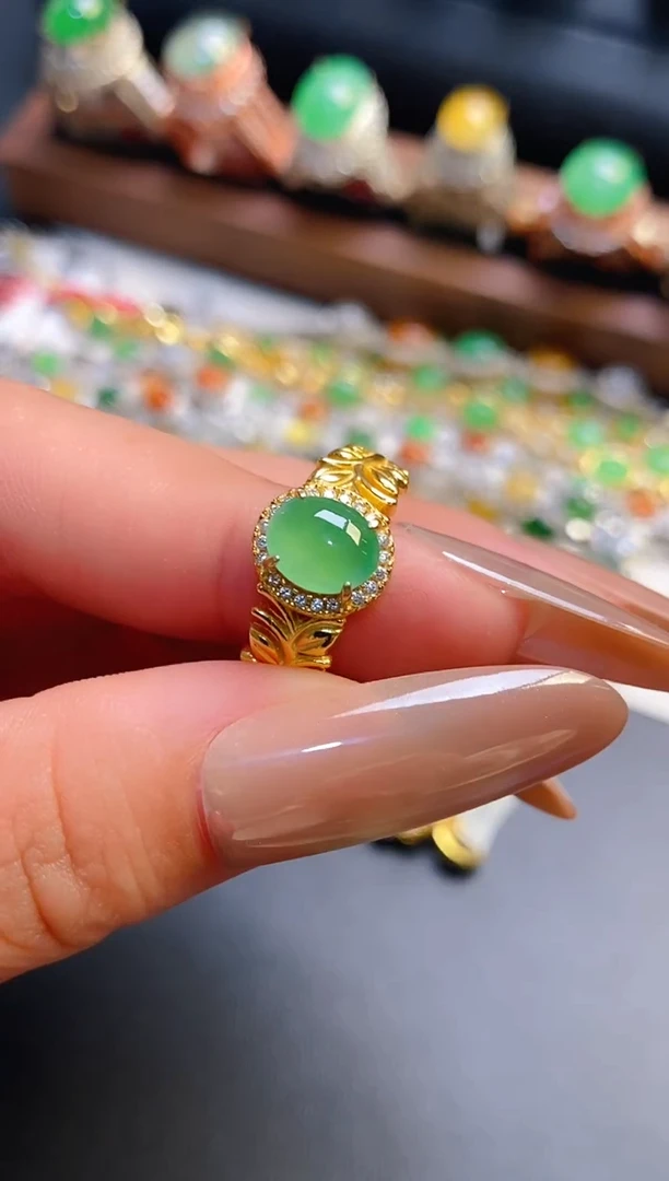 银S925镶嵌戒指翡翠天然