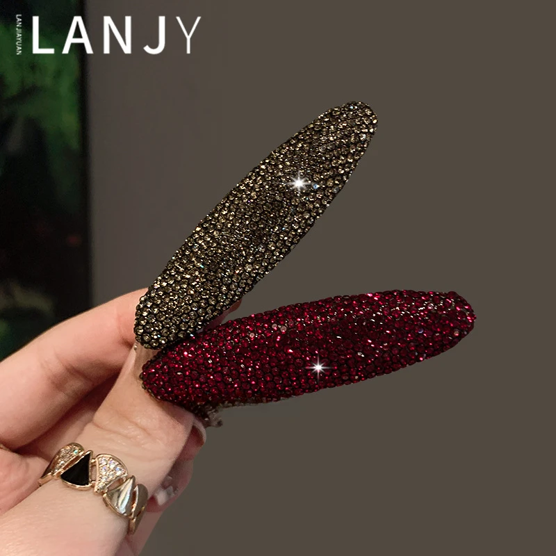 安可拉红色水钻发夹精致百搭侧边夹额前碎发整理鸭嘴夹刘海夹发卡