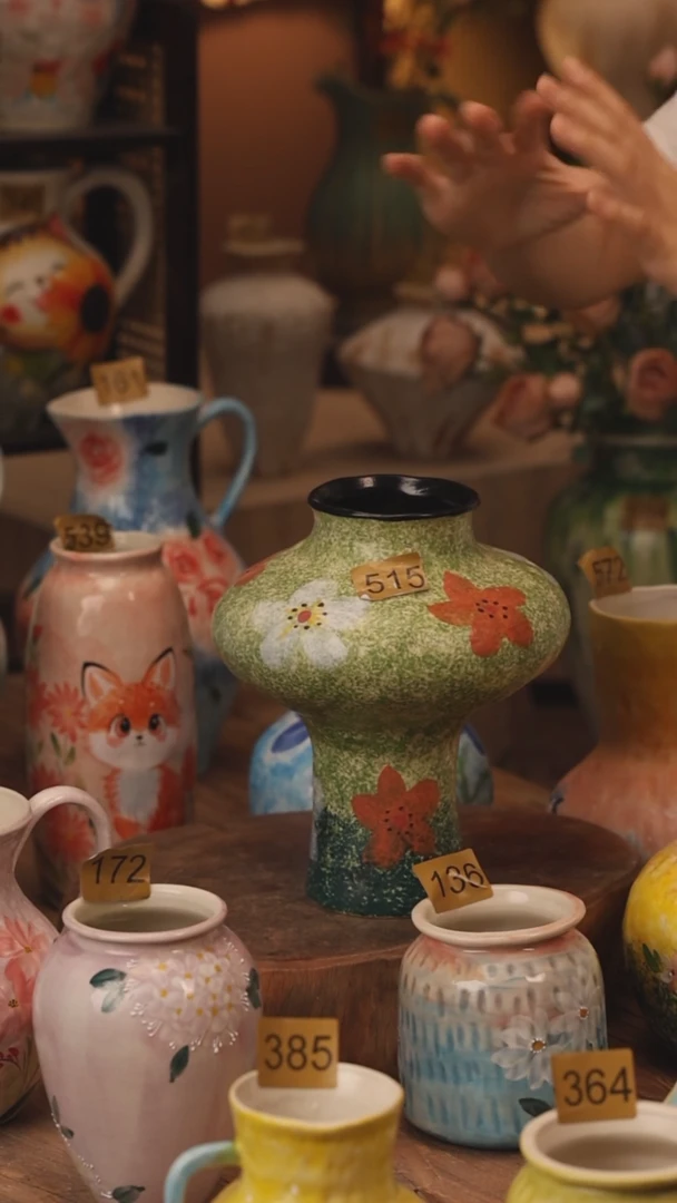 陶瓷515景德镇设计师手作花器摆件侘寂风