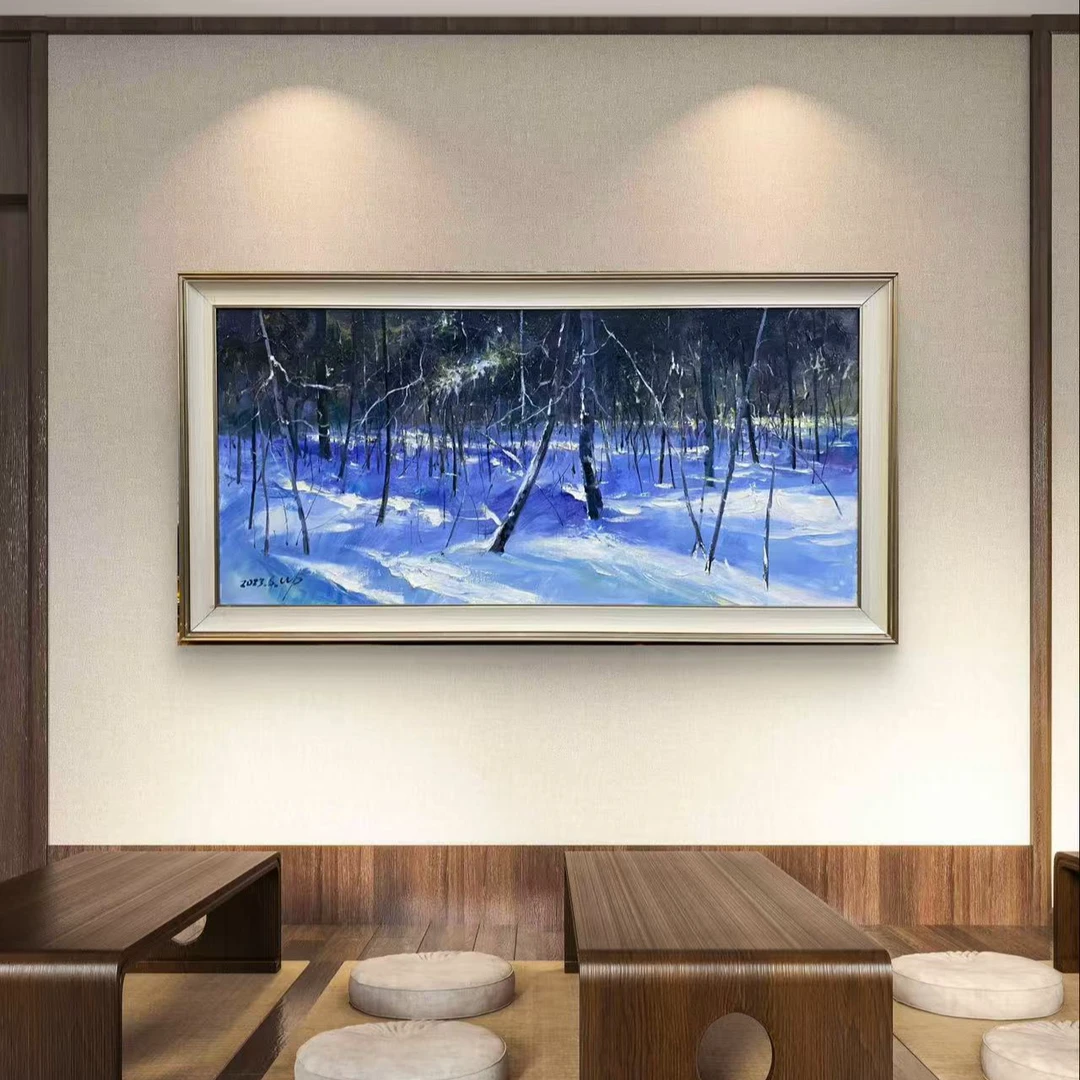 王彬 布面油画《大雪》105×50CM