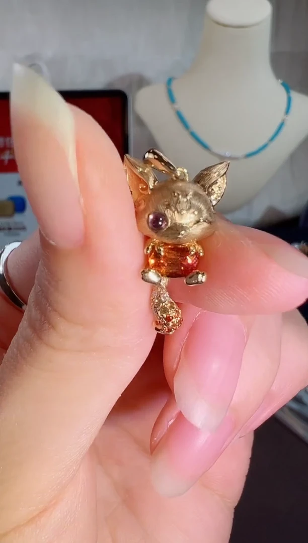 颈饰18K金镶嵌石榴石（芬达石）BN18036#-Y#17