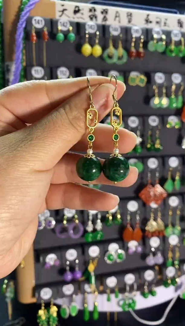 【闪购商品】翡翠耳饰银S925镶嵌011...