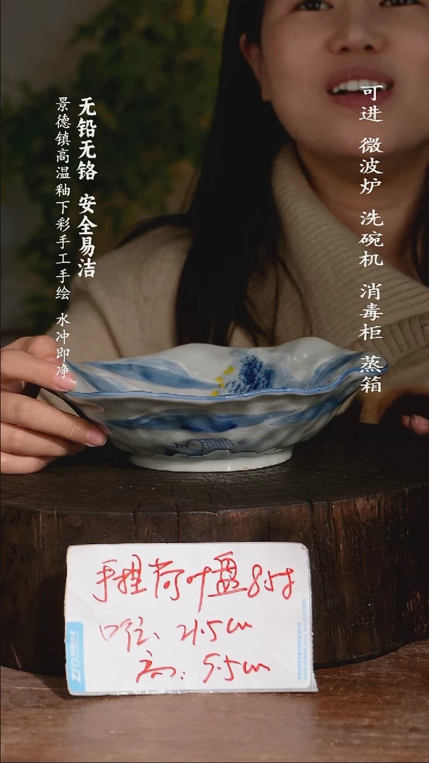 碗陶瓷景德镇高温瓷釉下彩手绘陶瓷