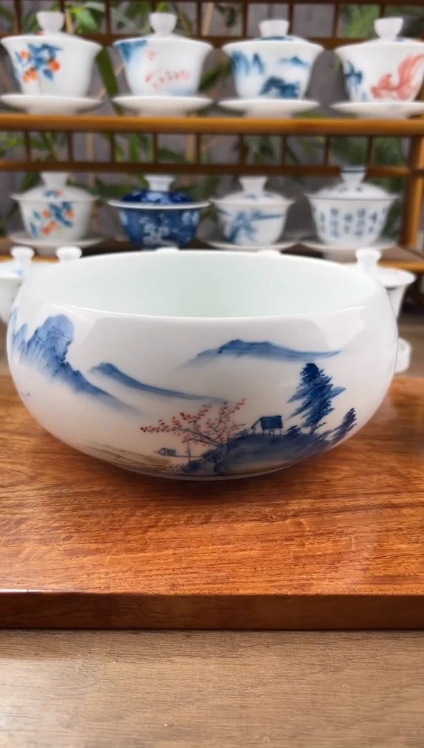 【闪购商品】手绘游山玩水茶洗