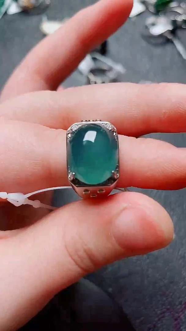 翡翠戒指银S925镶嵌1111