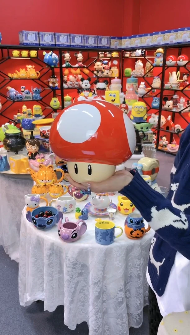 【闪购商品】.@@陶瓷蘑菇头饼干罐