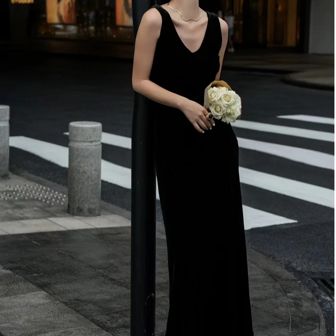 桑蚕丝真丝丝绒连衣裙显瘦气质性感长款无袖 吊带裙 背心裙