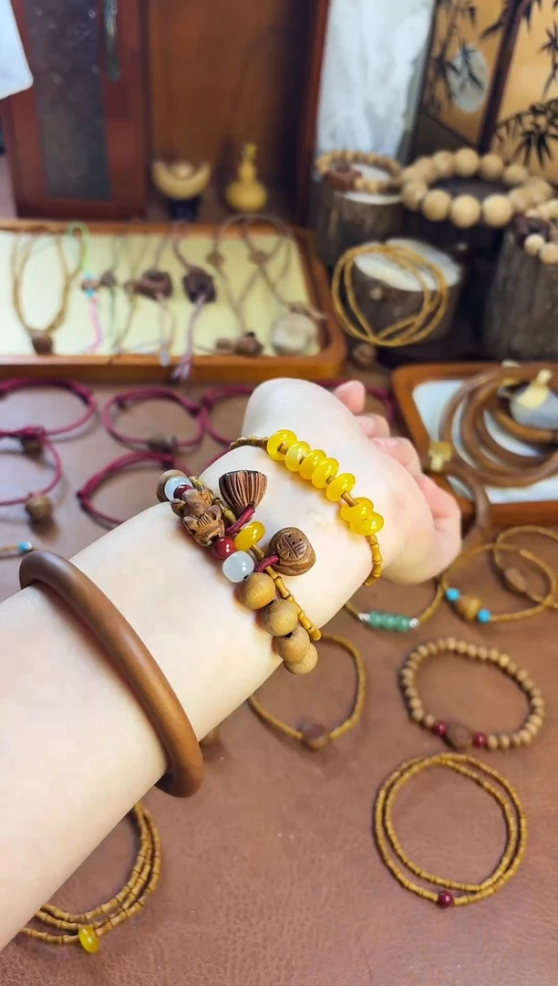 手串桃核单圈竹节七宝福禄