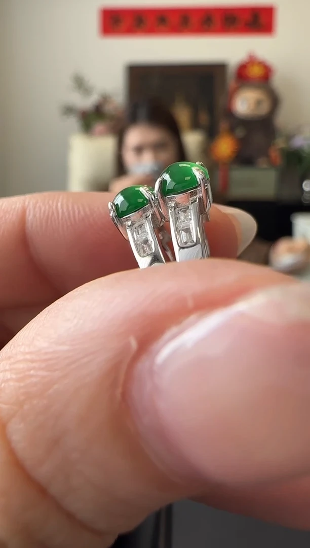 【闪购商品】翡翠耳饰银S925镶嵌没有鉴赏期