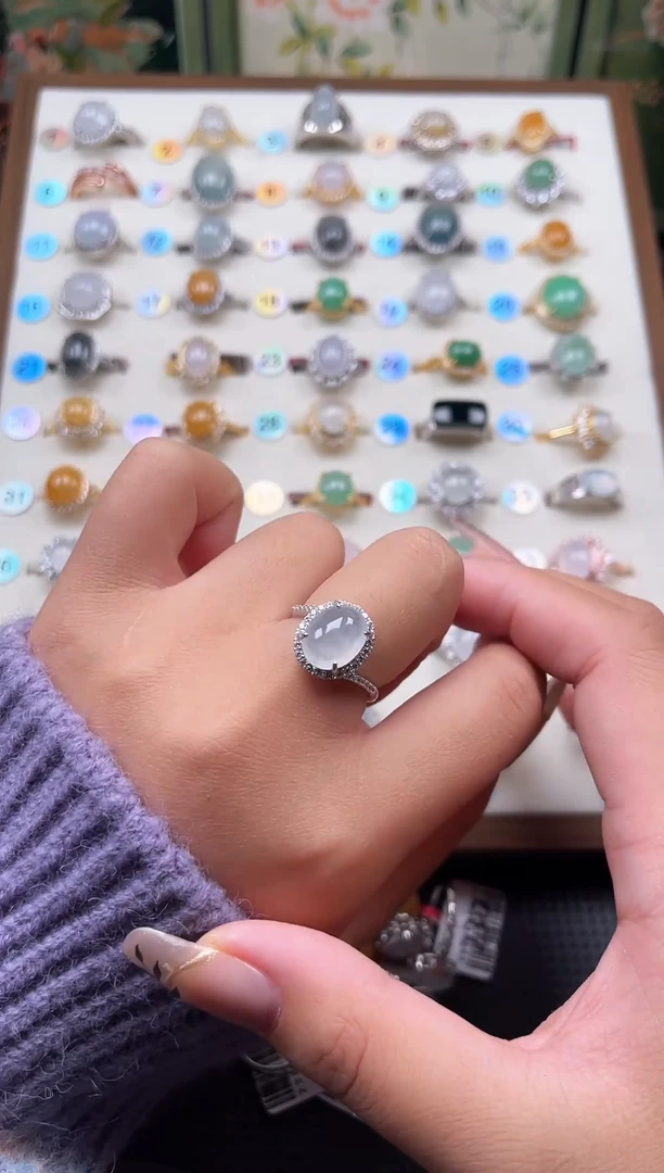 【闪购商品】翡翠戒指银S925镶嵌天然A货翡翠戒指