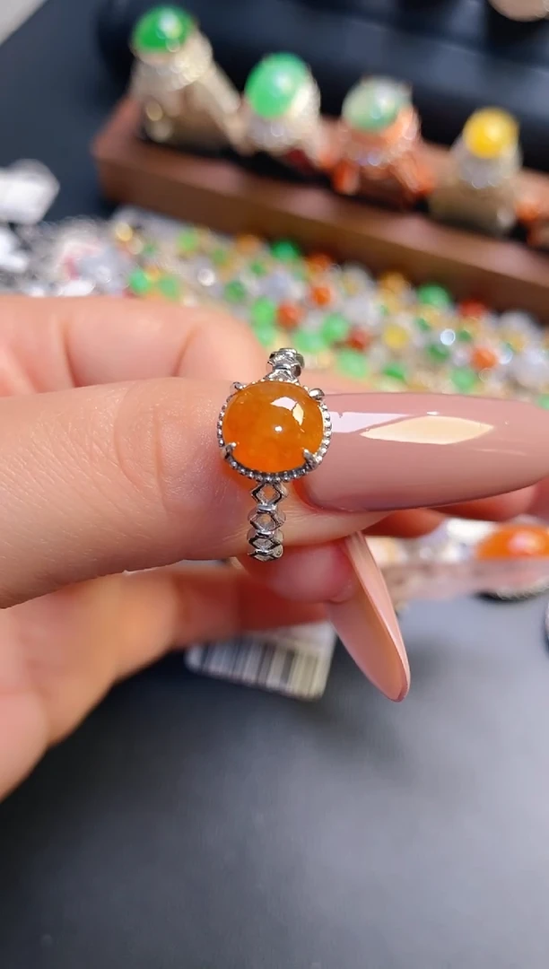 银S925镶嵌戒指翡翠天然