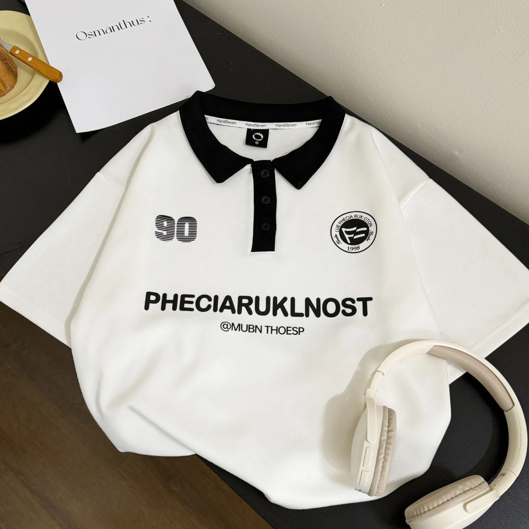 HandSeven重磅高街潮牌美式翻领Polo百搭抗皱小众防晒t恤