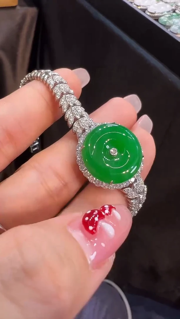 【闪购商品】翡翠手链18K金镶嵌手链